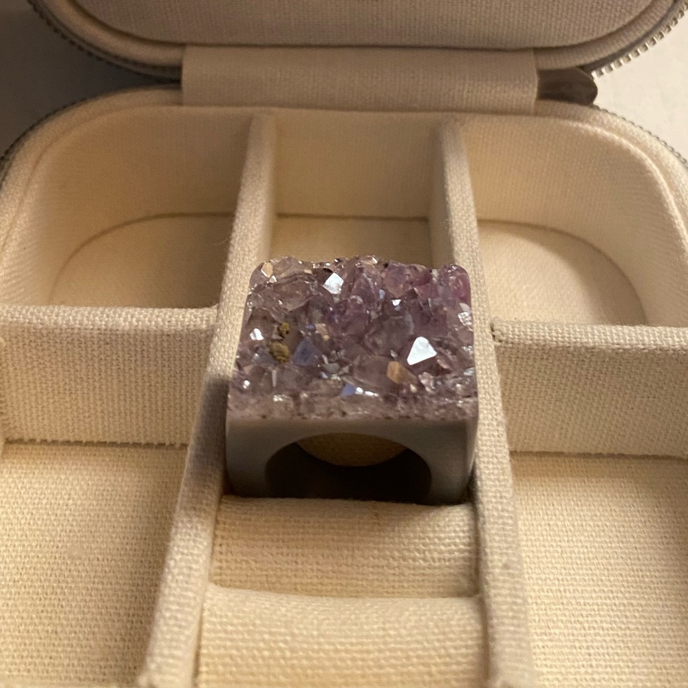 SOLD-Gemfire Ring In Imperial Peruvian Amethyst-Special Edition Aurora Boreal..